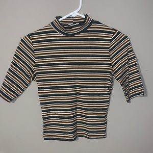 turtleneck striped ribbed tee